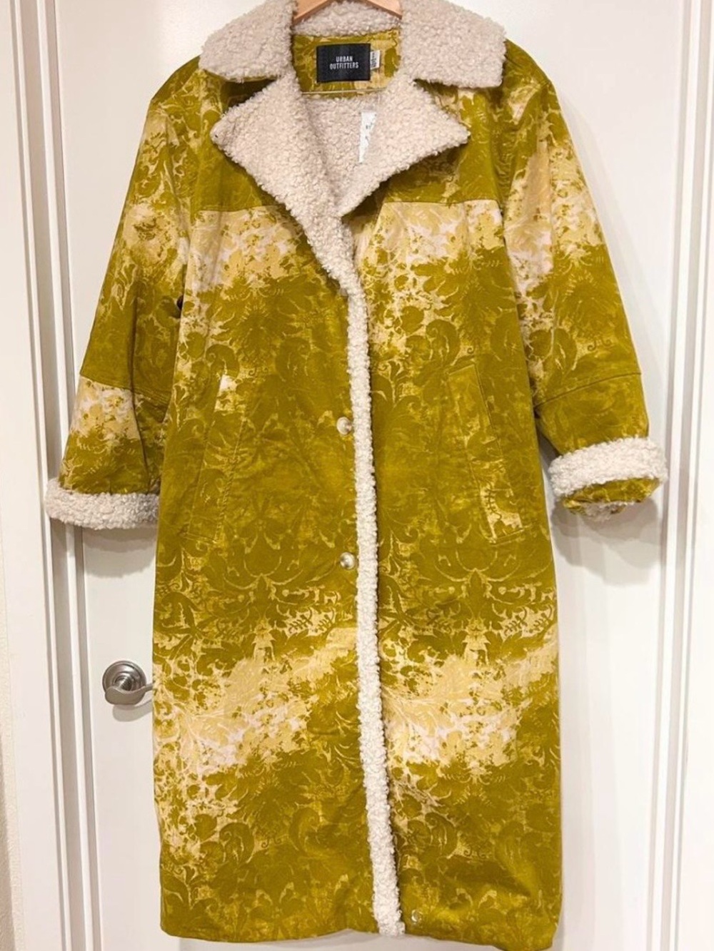 Urban Outfitters Asher Faux Shearling Overcoat - Yellow/White